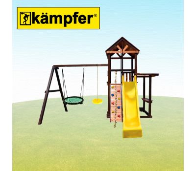Спортивно-игровой комплекс Kampfer Game Castle (№1 Натуральный горка желтая и зеленое гнездо и синяя лиана), фото 8