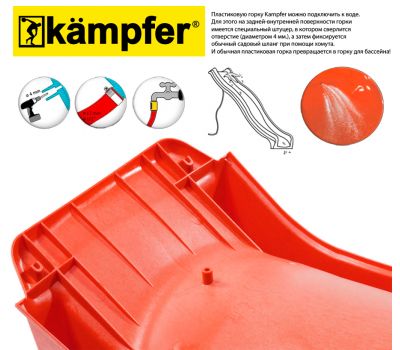 Пластиковая горка Kampfer высота 1,5м длина 3м (красный), фото 4