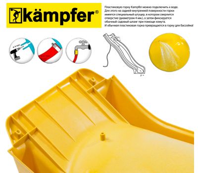 Пластиковая горка Kampfer высота 1,5м длина 3м (желтый), фото 5