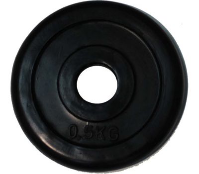 Диск для штанги черный обрезиненный D-26, 0,5 кг, фото 1