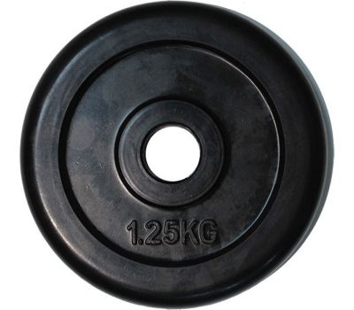 Диск для штанги черный обрезиненный D-26, 1,25 кг, фото 1