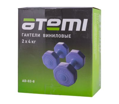 Гантели виниловые Atemi, AD028, 4 кг, 2 шт, фото 2