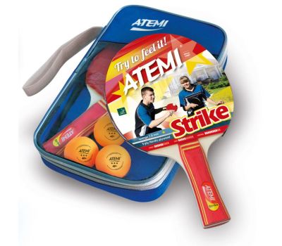 Набор для настольного тенниса Atemi STRIKE (2 ракетки+чехол+3 мяча***), фото 1