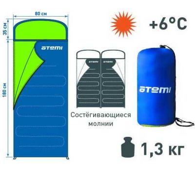 Спальный мешок туристический, 250 г/м2, +6 С, T4, фото 2