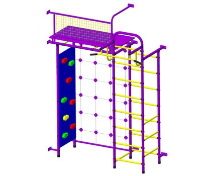Детский спортивный комплекс Пионер 10С со скалодромом пурпурно/жёлтый