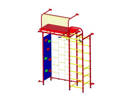Детский спортивный комплекс Пионер 10ЛМ со скалодромом красно/жёлтый