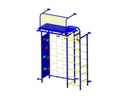 Детский спортивный комплекс Пионер 10ЛМ со скалодромом сине/жёлтый