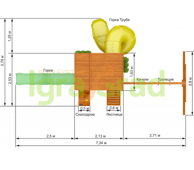 Детская площадка IgraGrad Клубный домик 2 с трубой Luxe, фото 2