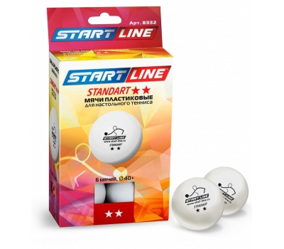 Мячики для н/тенниса STANDART 2*, 6 мячей в упаковке START LINE