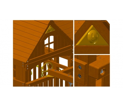 Детский деревянный игровой комплекс ПАНОРАМА с двухуровневым домиком, фото 9