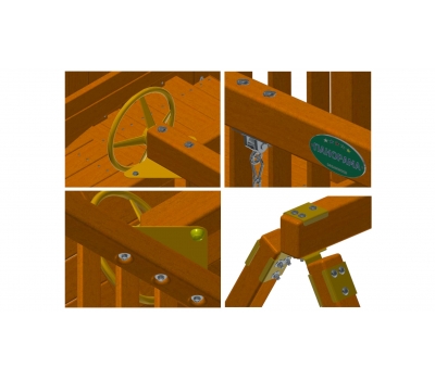 Детский деревянный игровой комплекс ПАНОРАМА с винтовой трубой и спуском, фото 11