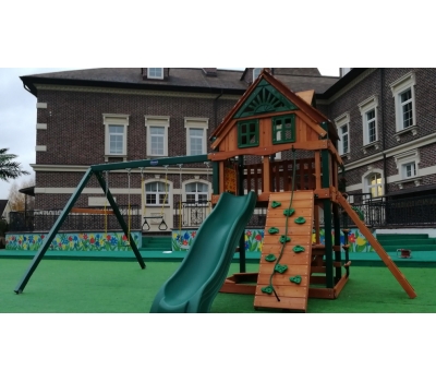 Детская деревянная игровая площадка РАССВЕТ ТРИХАУЗ С РУКОХОДОМ, фото 6