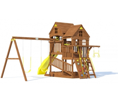 Детский деревянный игровой комплекс ПАНОРАМА с двухуровневым домиком, фото 4