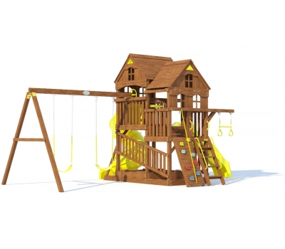 Детский деревянный игровой комплекс ПАНОРАМА с винтовой трубой и спуском