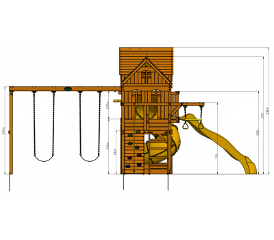Детский деревянный игровой комплекс ПАНОРАМА с винтовой трубой и спуском, фото 3