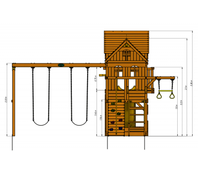 Детский деревянный игровой комплекс ПАНОРАМА с двухуровневым домиком, фото 12