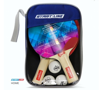 Набор START LINE: 2 ракетки Home 2*, 3 мяча, упаковано в сумку на молнии с ручкой