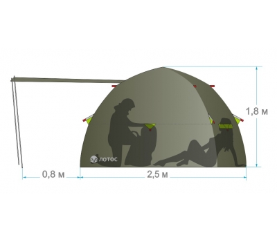 Летняя палатка ЛОТОС 3 Саммер (встроенное дно, стеклокомпозитный каркас), фото 16