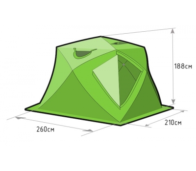 Зимняя палатка ЛОТОС Куб 4 Компакт (лонг) (однослойный тент; стеклокомпозитный каркас), фото 1