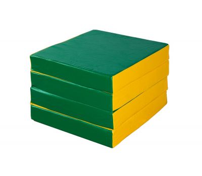 Мат № 11 (100 х 100 х 10) складной 4 сложения зелёно/жёлтый