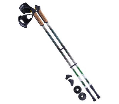 Палки для скандинавской ходьбы Starfall, 77-135 см, 2-секционные, чёрный/белый/ярко-зелёный, фото 1