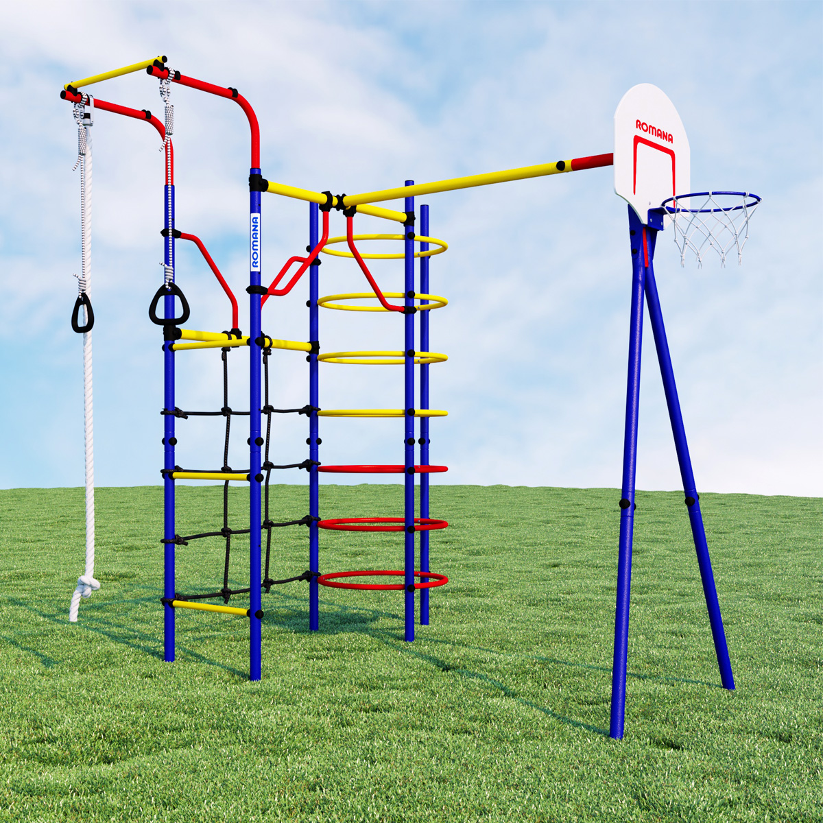 Спортивно-игровой комплекс ROMANA Космодром R.103.21.04 (+ 1.Д-26.03 Качели гнездо тканевые оксфорд 600D 80см)