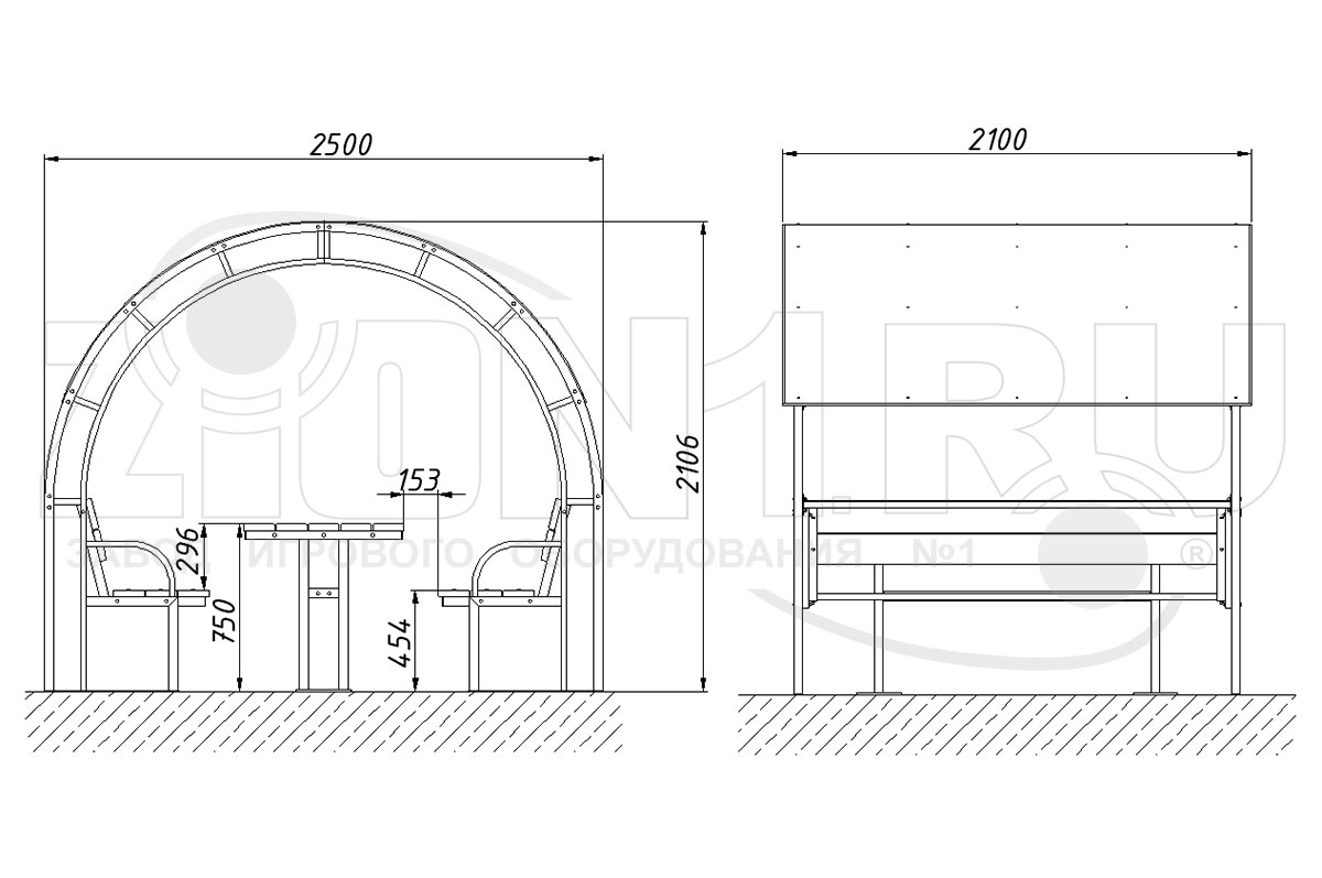 Стол со скамьями и навесом ZION М1 (СП213)