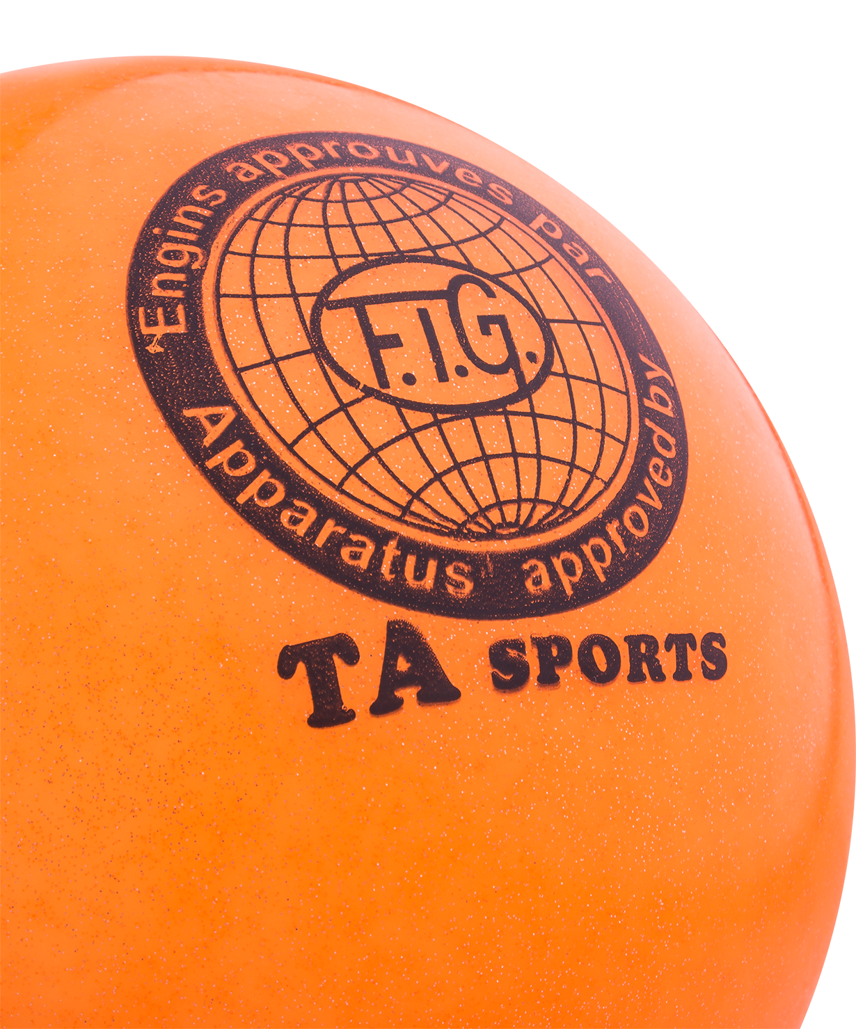 Мяч для художественной гимнастики RGB-102, 19 см, оранжевый, с блестками