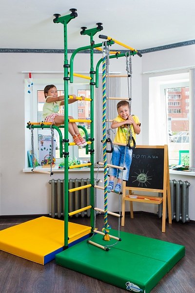 Детский спортивный комплекс ДСКМ "Олимпиец-1" (ДСКМ-2-8.06.Т1.490.01-22) обливные белый антик/золото