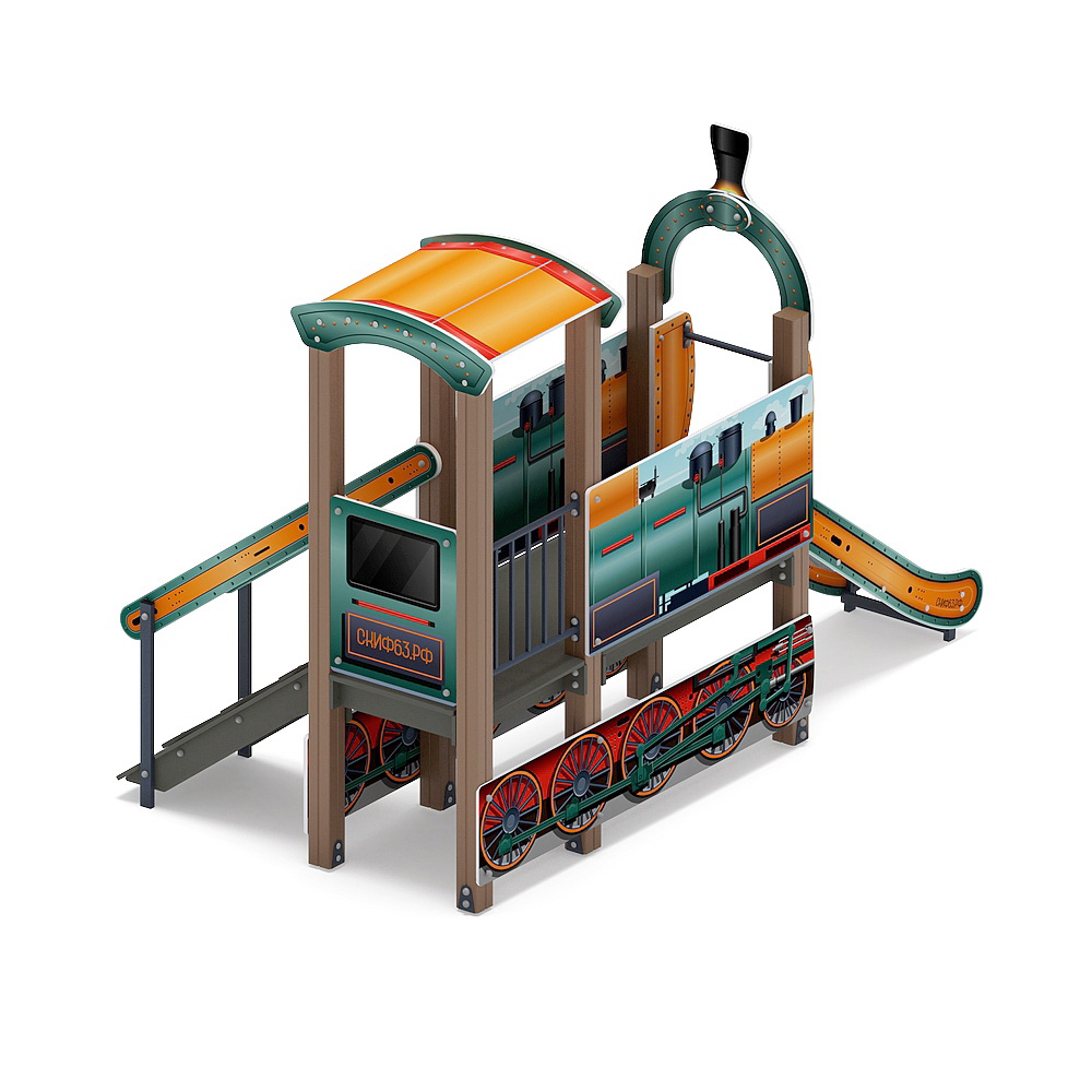 ПАРОВОЗИК (цветной) детский игровой комплекс ДИК 1.03.5.01-16 (H=750)