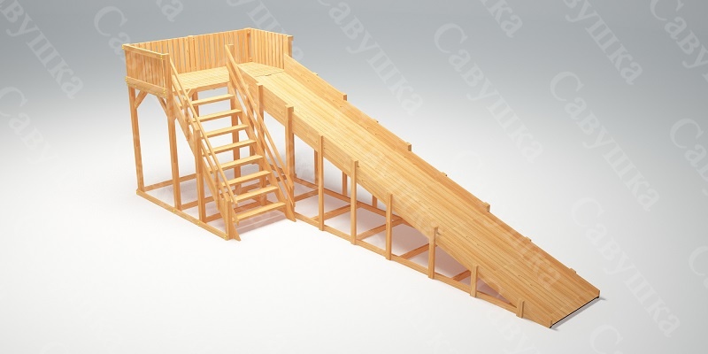 Зимняя деревянная игровая горка Савушка "Зима wood" - 6