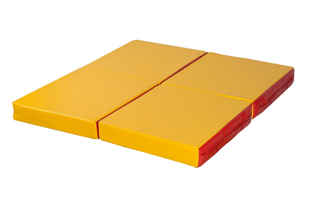 Мат № 11 (100 х 100 х 10) складной 4 сложения красно/жёлтый