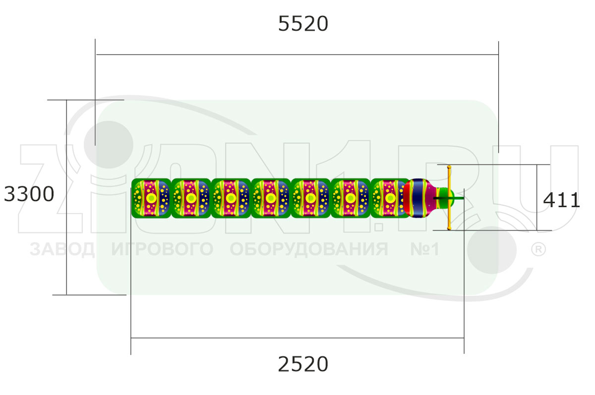 Скамейка детская разновысокая ZION Гусеница (СП204)