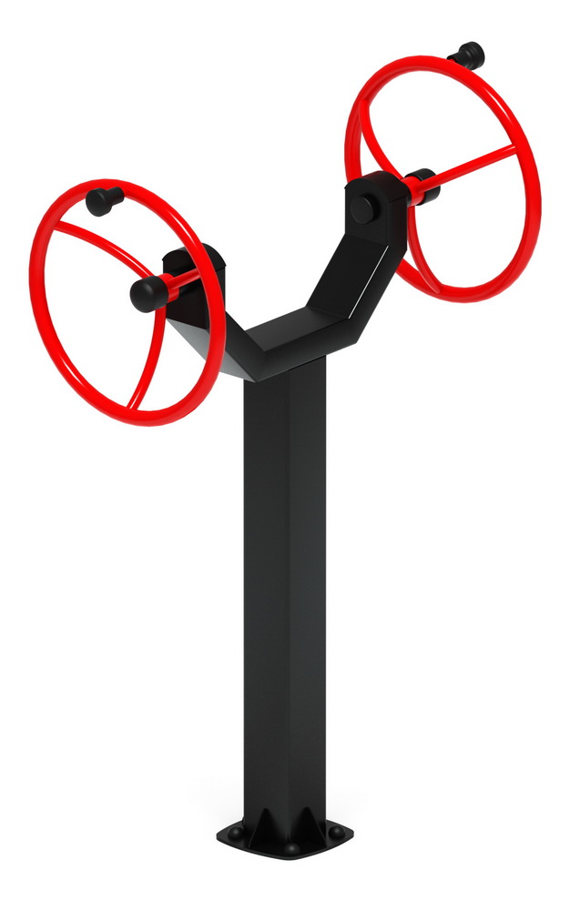 Тренажер уличный РУЛИ (2 руля положение стоя) красный СТ 105-11