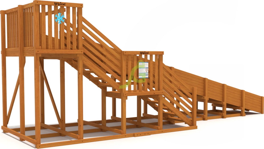 Зимняя деревянная горка Snow Fox, скат 8 м