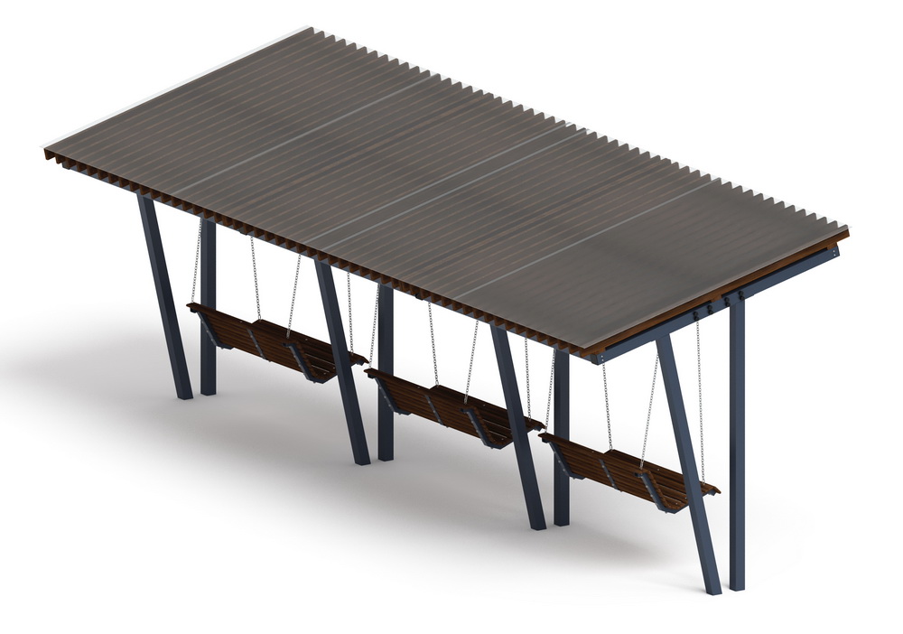 Пергола Тент с качелями (наклонная) МФ 78.03.03 /с поликарбонатом/