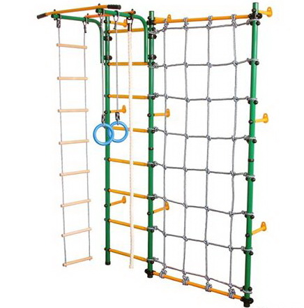 Стойка-сетка Юный АТЛЕТ пристенная зелёно/жёлтый