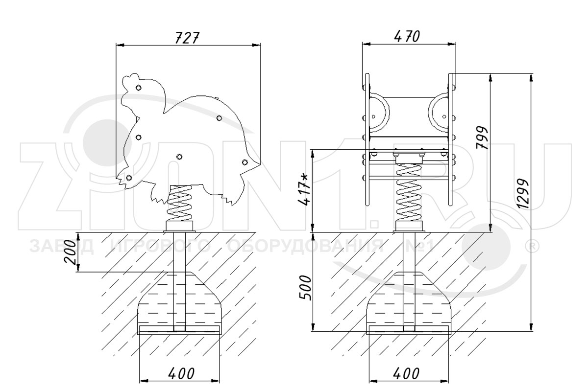 Качалка на пружине ZION Черепаха У1 (КЧ080)