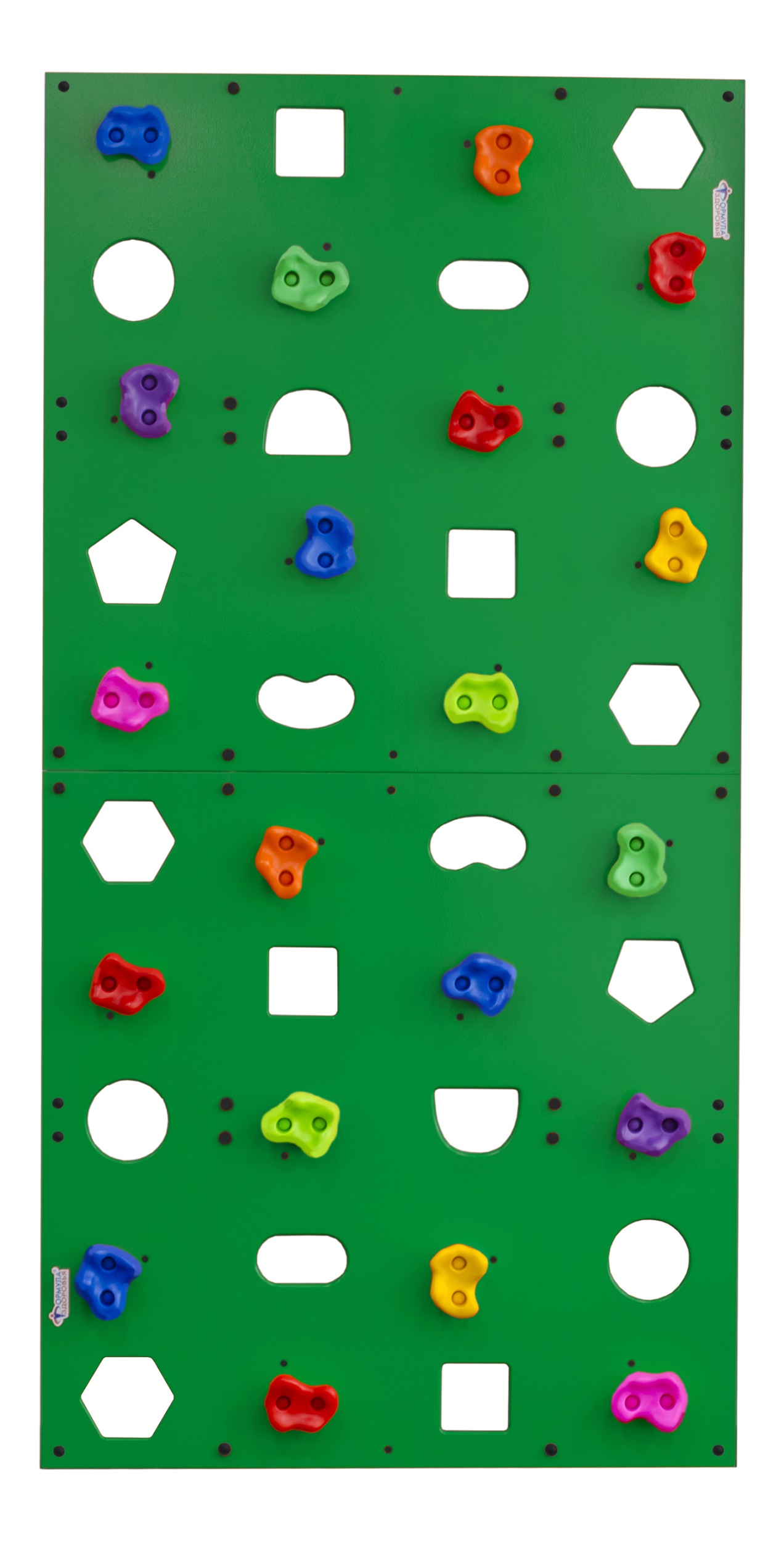 Скалодром пристенный "Формула здоровья" 1000*2000 стандарт ЭЛЬБРУС с отверстиями зелёный