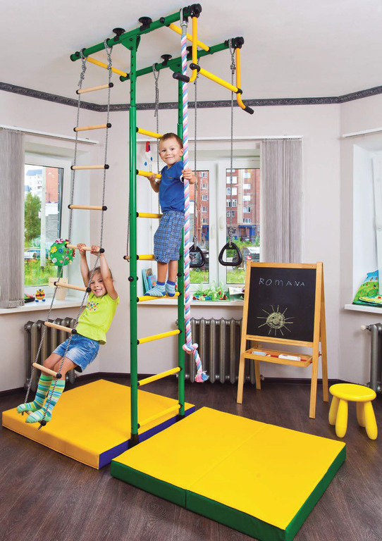 Детский спортивный комплекс ДСКМ "Комета-1" ЭКОНОМ (ДСКМ-2-8.00.Т.490.01-08) зелёно/жёлтый