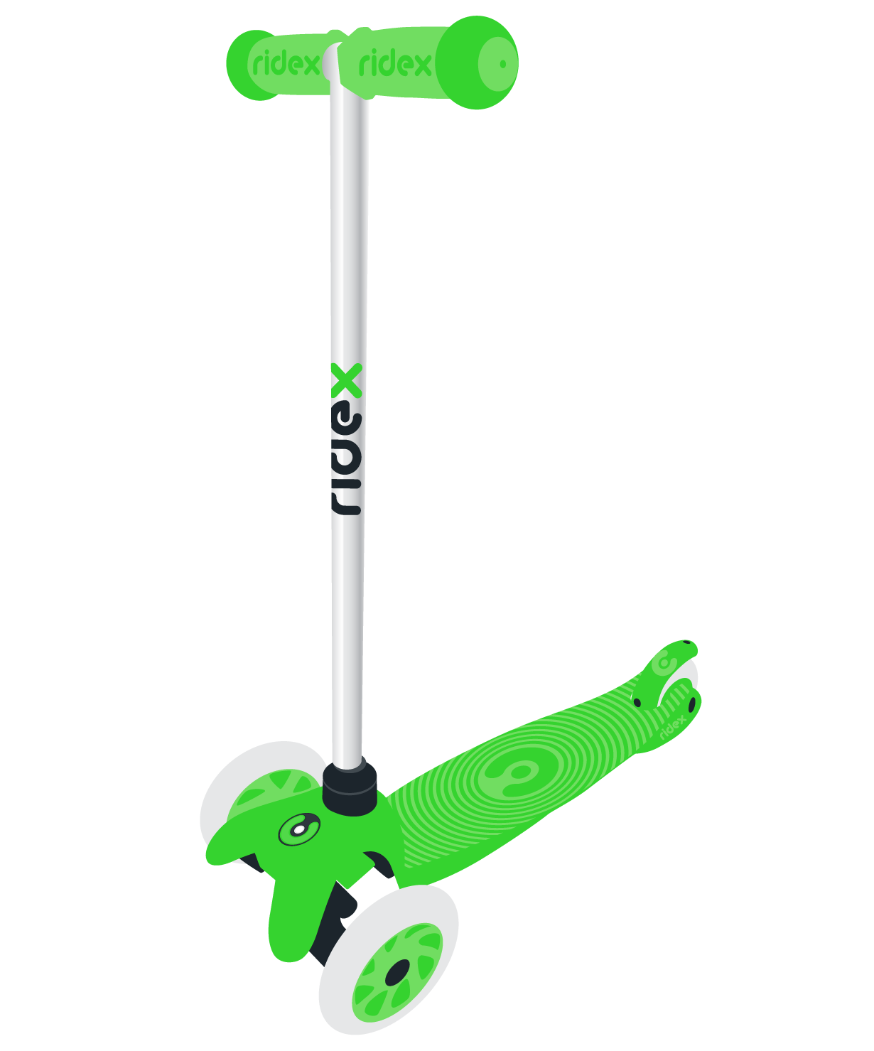 Самокат 3-колесный Zippy 2.0 3D 120/80 мм, зеленый