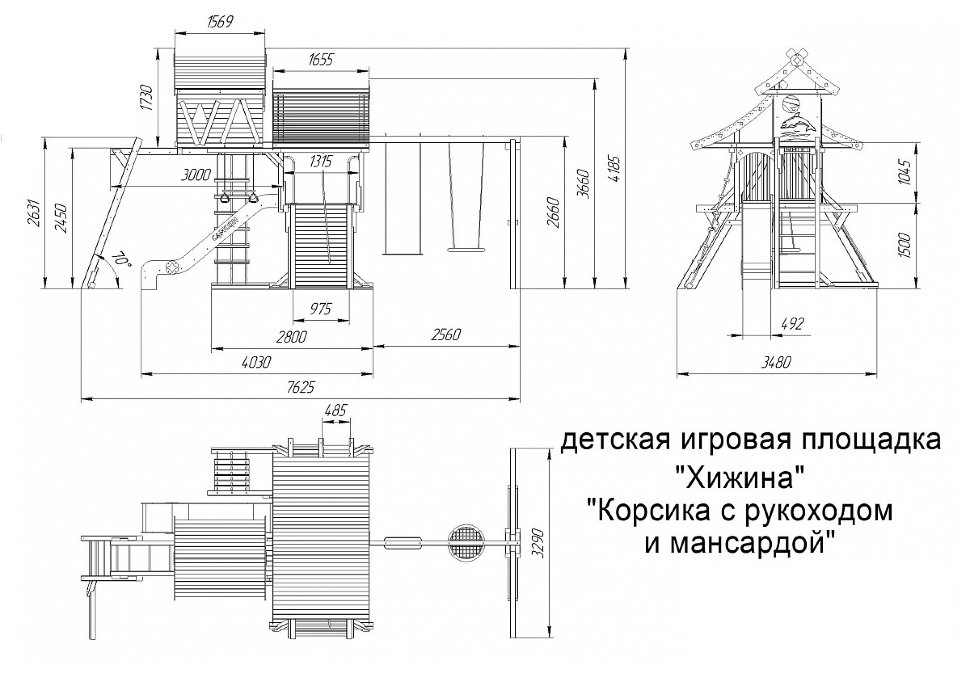 Детская игровая деревянная площадка ХИЖИНА КОРСИКА Самсон