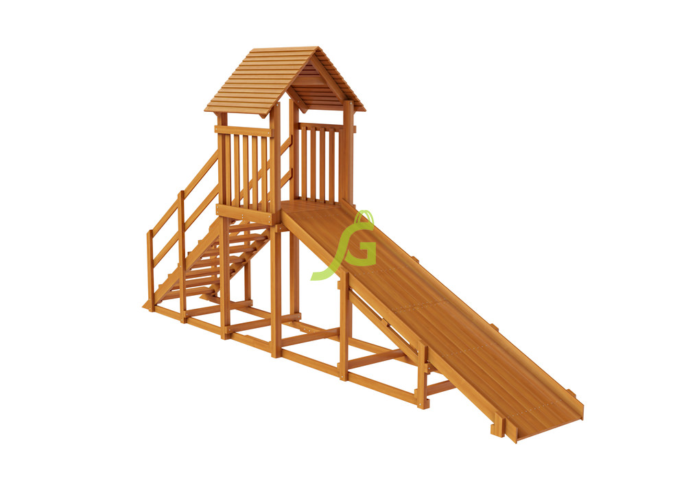 Зимняя деревянная заливная горка "Зимняя Панда Фани" 4 метра