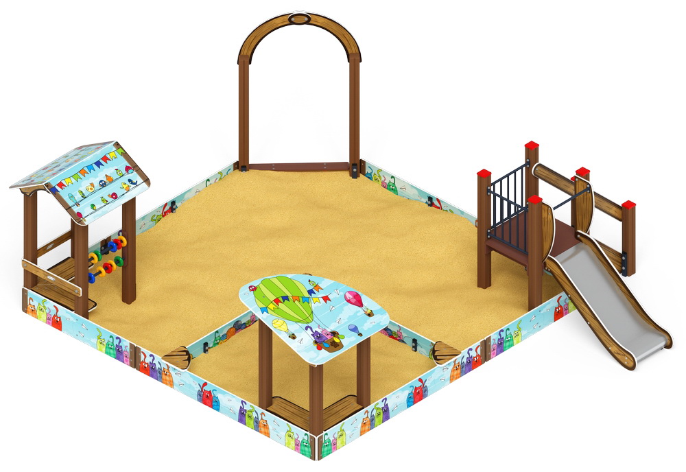 Песочный дворик с горкой (H=750) (Коты) ИО 6.01.05-03