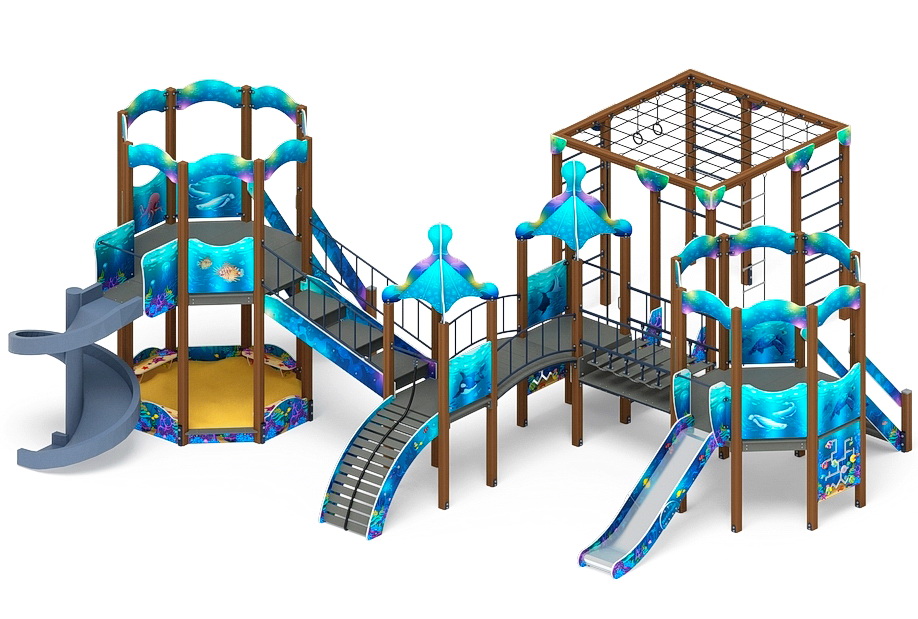 МОРСКОЙ детский игровой комплекс ДИК 2.17.06-01 винтовой скат (Н=2000, H=1200)