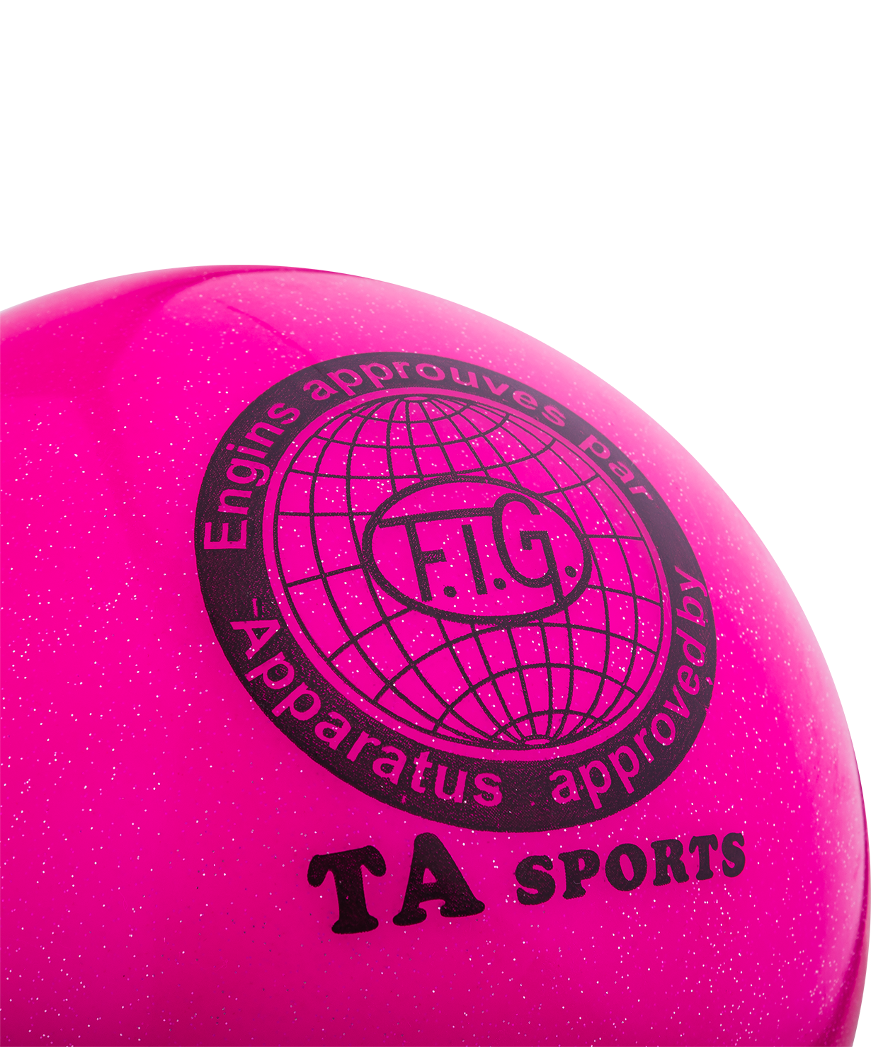 Мяч для художественной гимнастики RGB-102, 19 см, розовый, с блестками