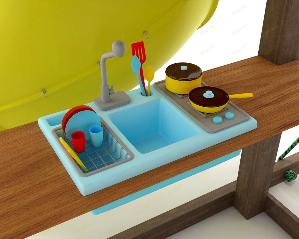 Детская площадка IgraGrad Панда Фани с балконом мод.1 и трубой 2.1м