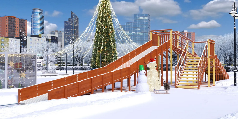 Зимняя горка Савушка ЗИМА 9/1 (скаты 6 и 12 м, разносторонний)