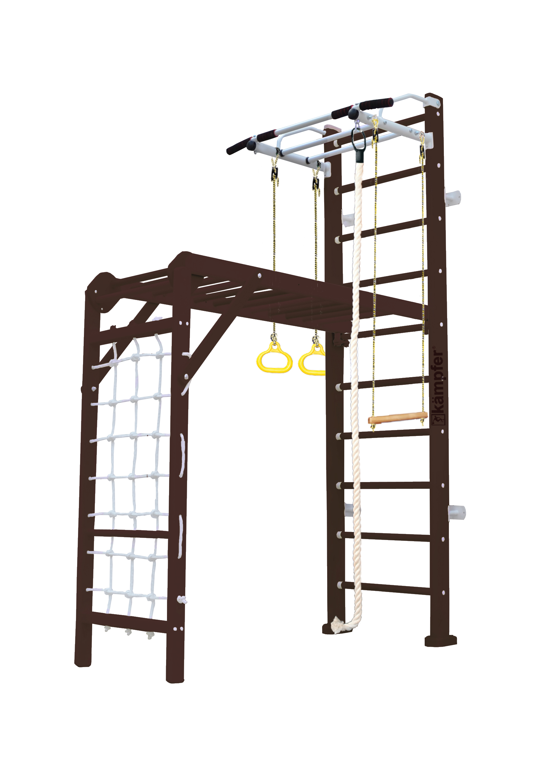Шведская стенка Kampfer Union Wall (№5 Шоколадный Высота 3 м белый турник)