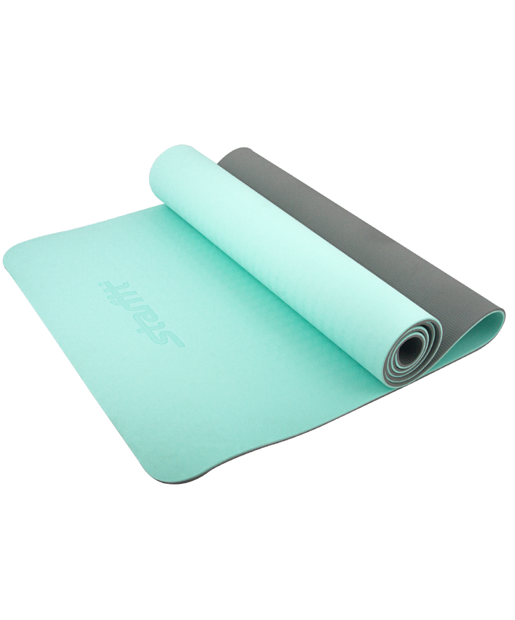Коврик для йоги STARFIT FM-201 TPE 173x61x0,6 см, мятный/серый 1/12